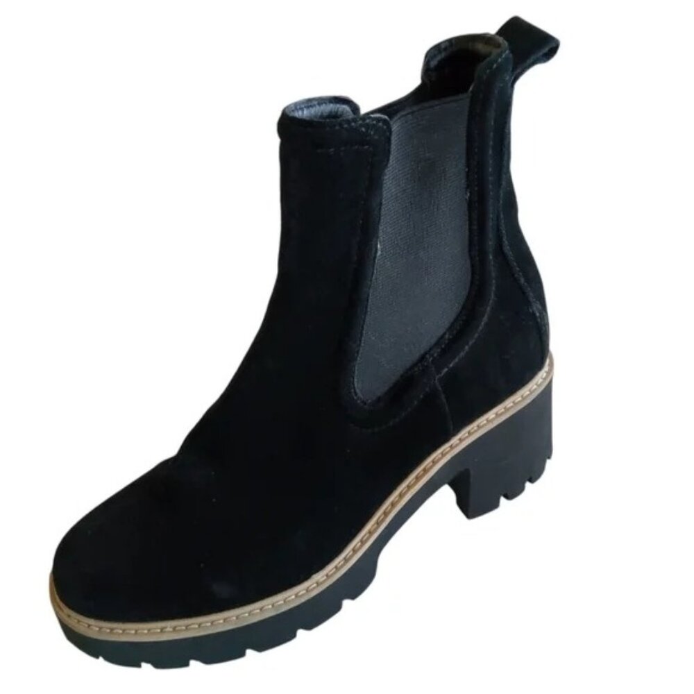 Dolce Vita Halina Boot black chunky block heel moto leather upper 7.5